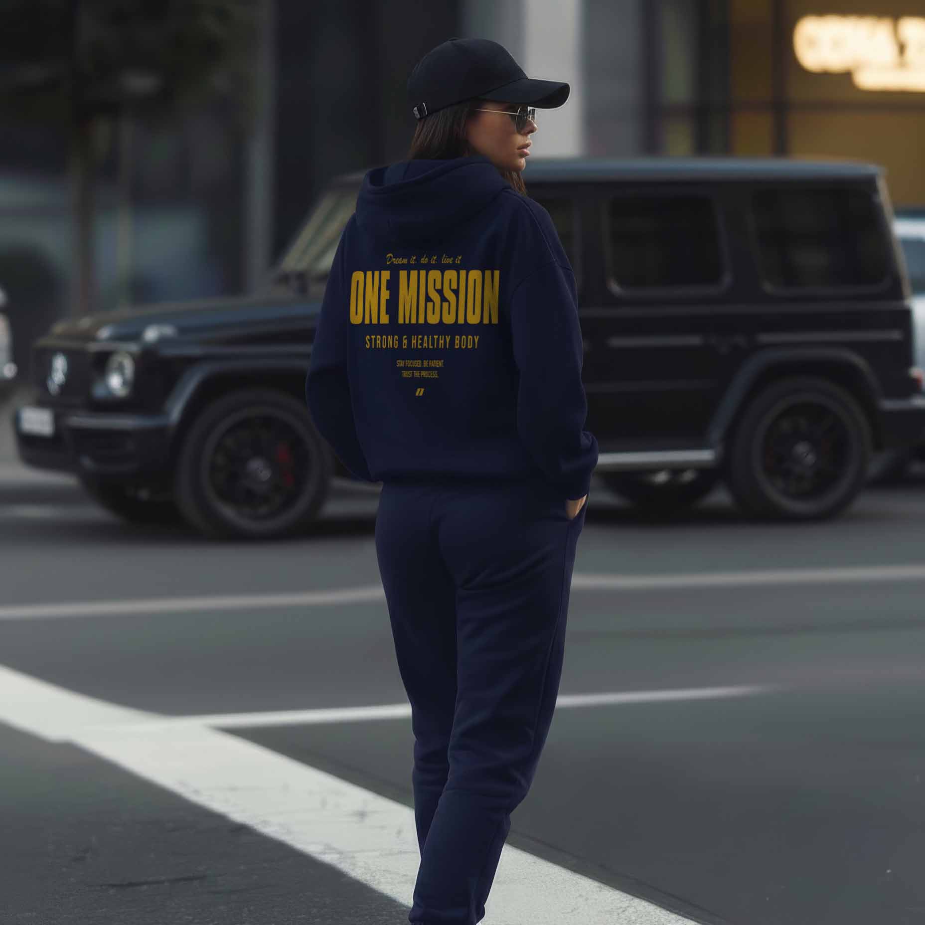 One Mission – Custom Navy & Gold Hoodie