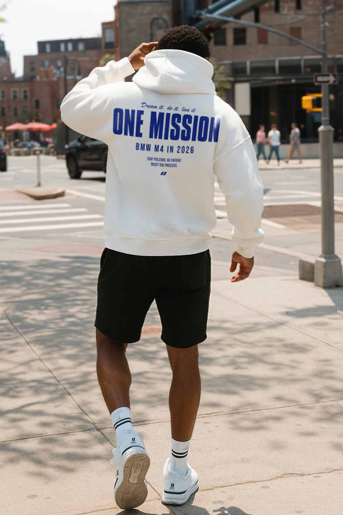 One Mission – Custom White & Navy Hoodie