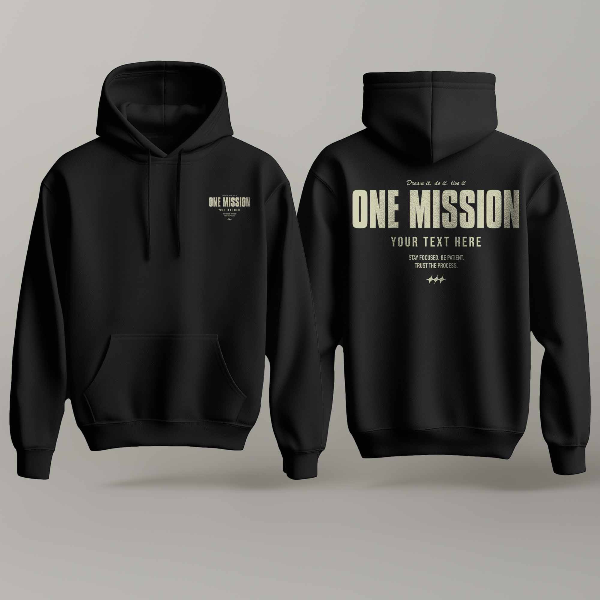 One Mission – Custom Black & Sand Hoodie
