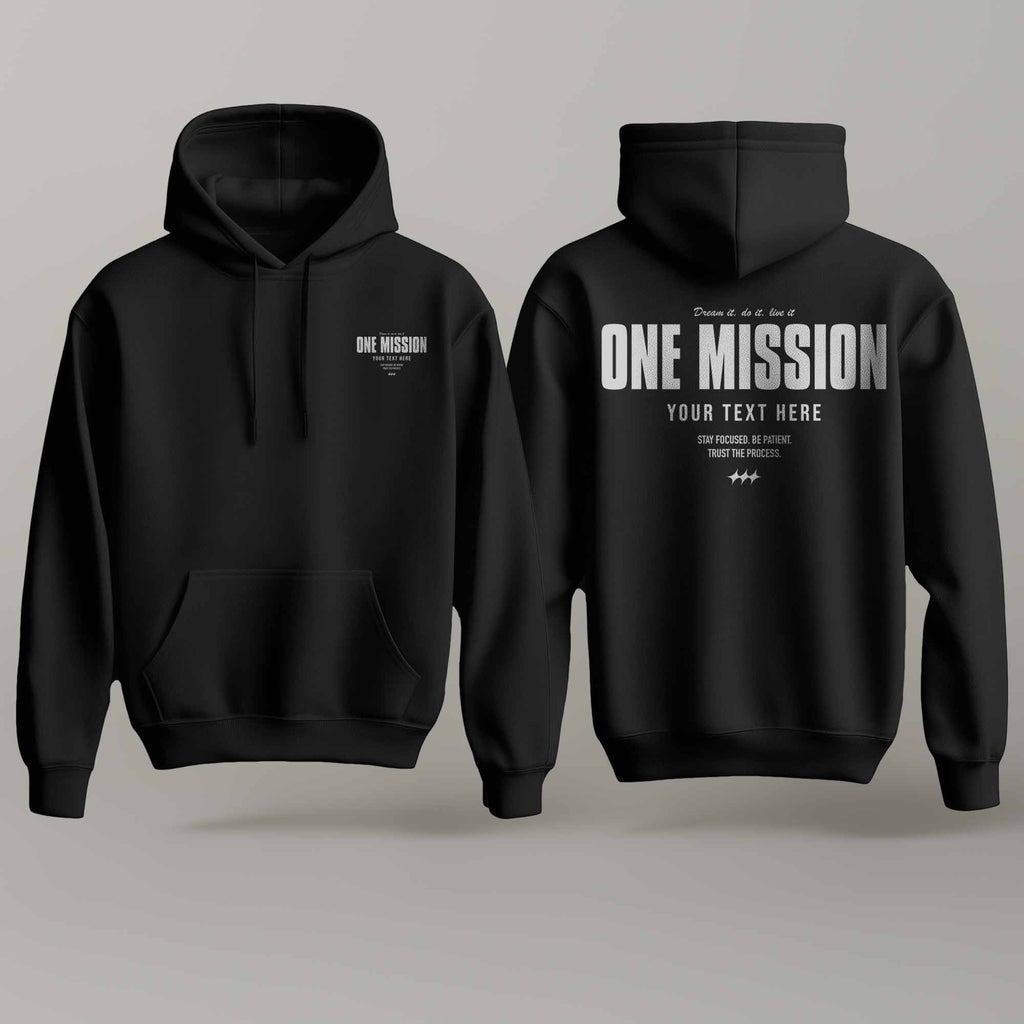 One Mission – Custom Black & White Hoodie