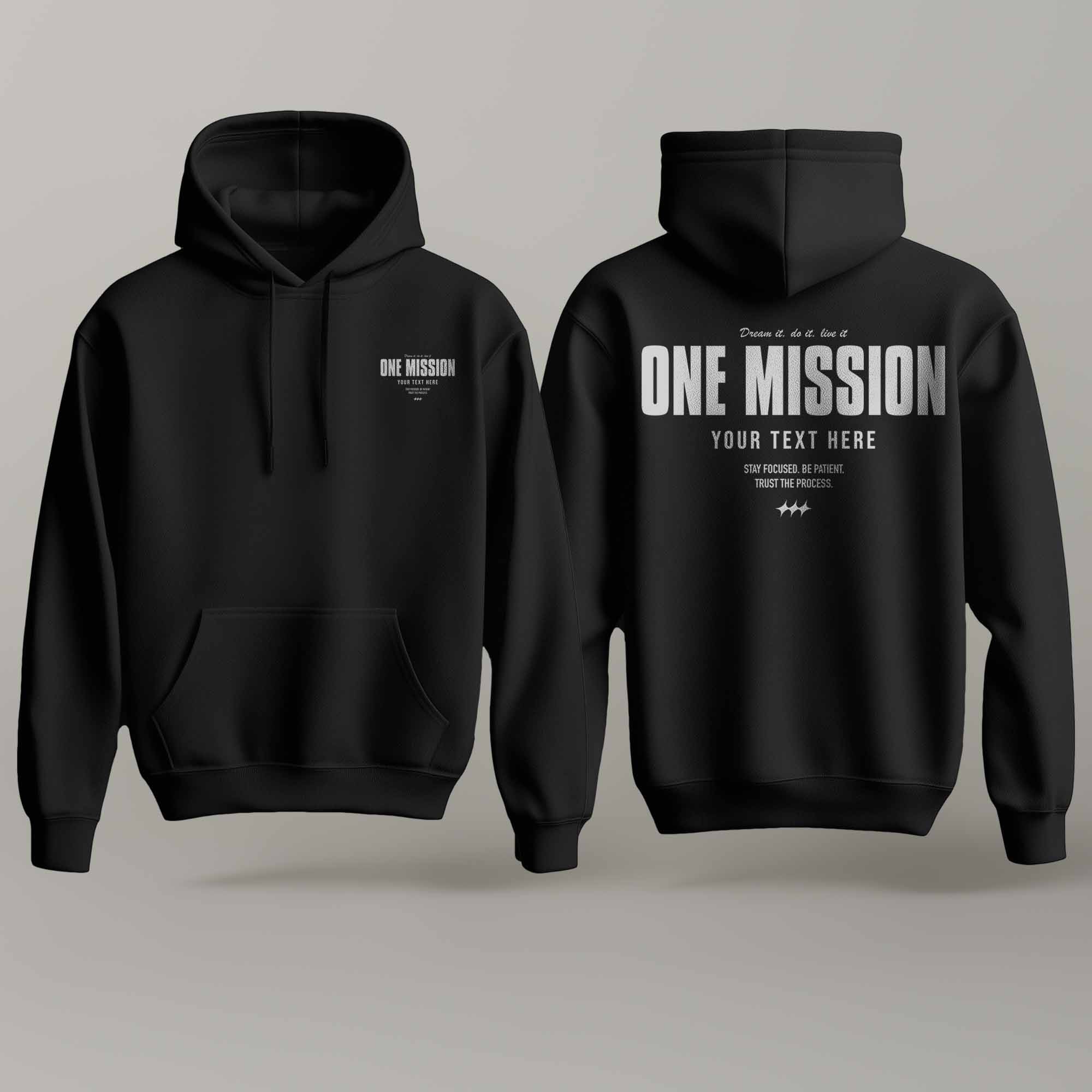 One Mission – Custom Black & White Hoodie