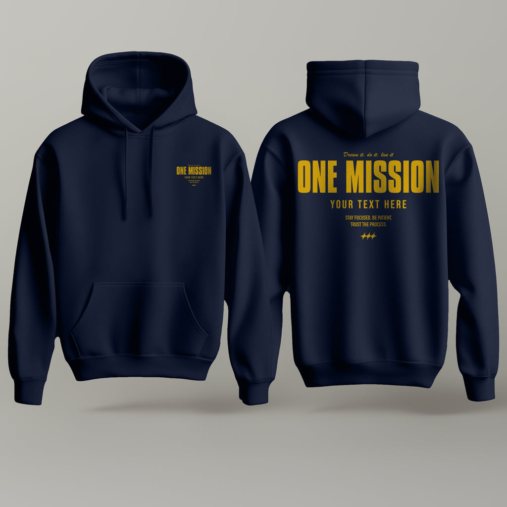 One Mission – Custom Navy & Gold Hoodie