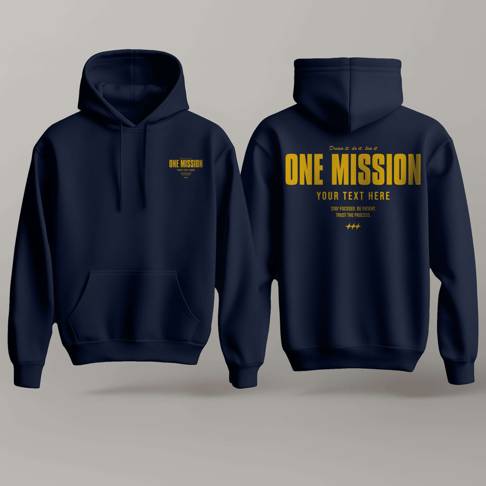 One Mission – Custom Navy & Gold Hoodie